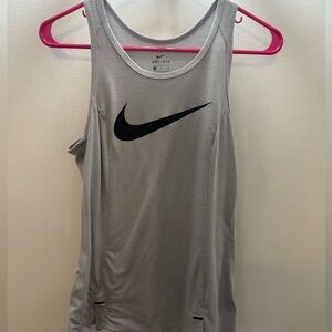 Nike Women's Gray Tank Top with Black Logo